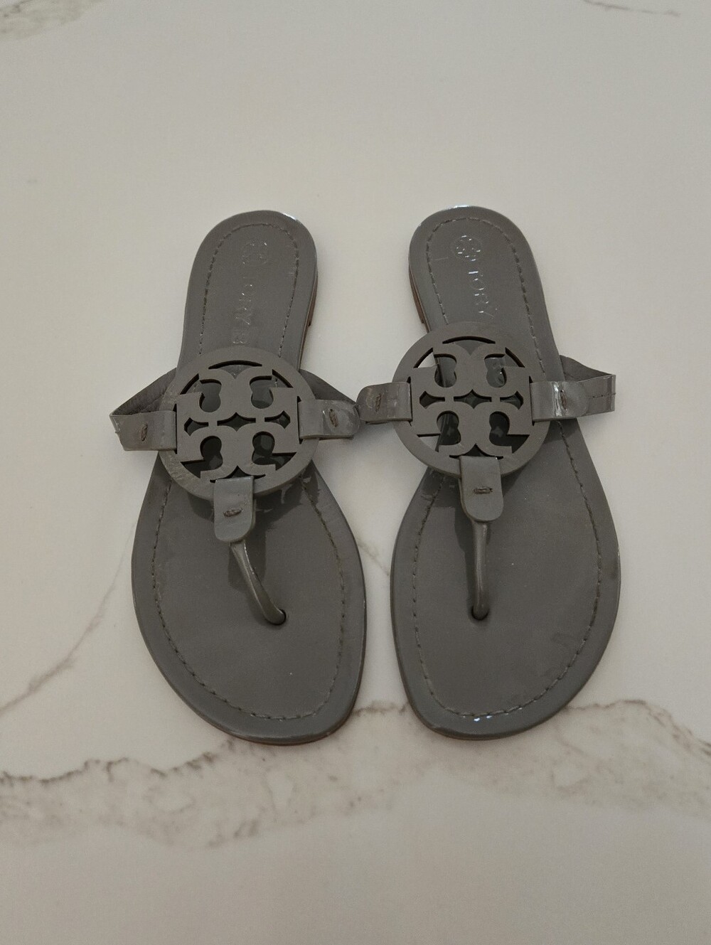 Tory Burch Grey Patent Miller Sandal
